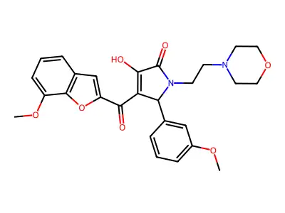 3-hydroxy-4-[(7-methoxybenzo[d]furan-2-yl)carbonyl]-5-(3-methoxyphenyl)-1-(2-m orpholin-4-ylethyl)-3-pyrrolin-2-one structure