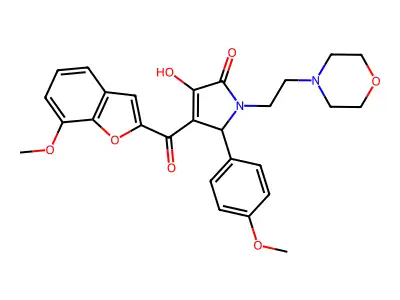 3-hydroxy-4-[(7-methoxybenzo[d]furan-2-yl)carbonyl]-5-(4-methoxyphenyl)-1-(2-m orpholin-4-ylethyl)-3-pyrrolin-2-one structure