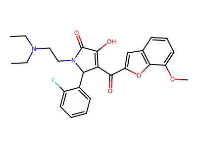 1-[2-(diethylamino)ethyl]-5-(2-fluorophenyl)-3-hydroxy-4-[(7-methoxybenzo[d]fu ran-2-yl)carbonyl]-3-pyrrolin-2-one structure