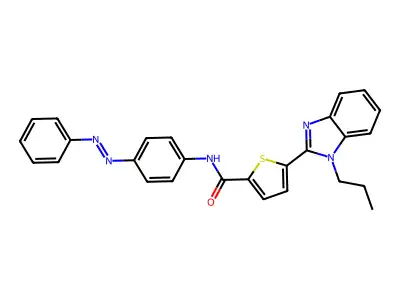 2-Thiophenecarboxamide, N-[4-(2-phenyldiazenyl)phenyl]-5-(1-propyl-1H-benzimidazol-2-yl)- structure