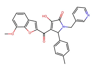 3-hydroxy-4-[(7-methoxybenzo[d]furan-2-yl)carbonyl]-5-(4-methylphenyl)-1-(3-py ridylmethyl)-3-pyrrolin-2-one structure