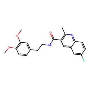 N-[2-(3,4-dimethoxyphenyl)ethyl]-6-fluoro-2-methylquinoline-3-carboxamide structure