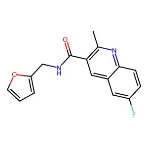 6-fluoro-N-(furan-2-ylmethyl)-2-methylquinoline-3-carboxamide structure