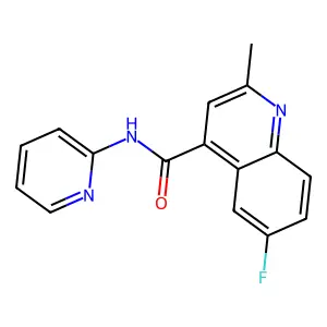 6-fluoro-2-methyl-N-pyridin-2-ylquinoline-4-carboxamide structure