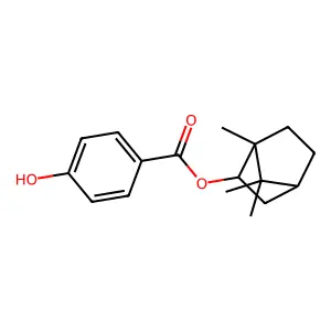 rel-(1R,2R,4R)-1,7,7-Trimethylbicyclo[2.2.1]hept-2-yl 4-hydroxybenzoate structure