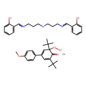 Bis[3-[(2-hydroxyphenyl)methylideneamino]propyl]azanide;cobalt;2,6-ditert-butyl-6-hydroperoxy-4-(4-methoxyphenyl)cyclohexa-2,4-dien-1-one structure
