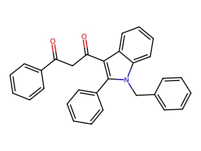 1,3-Propanedione, 1-phenyl-3-(2-phenyl-1-(phenylmethyl)-1H-indol-3-yl)- structure
