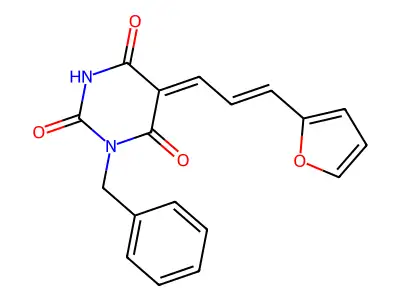1-benzyl-5-[3-(2-furyl)-2-propen-1-ylidene]-2,4,6(1H,3H,5H)-pyrimidinetrione structure