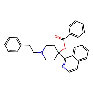 Benzoic acid 4-isoquinolin-1-yl-1-phenethyl-piperidin-4-yl ester structure