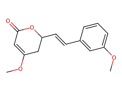 4-methoxy-2-[(E)-2-(3-methoxyphenyl)ethenyl]-2,3-dihydropyran-6-one structure