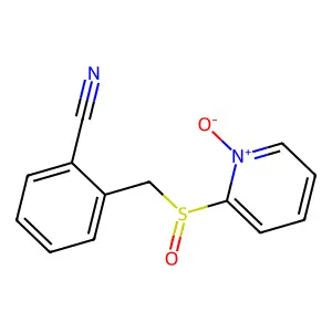 2-[(1-Oxidopyridin-1-ium-2-yl)sulfinylmethyl]benzonitrile structure