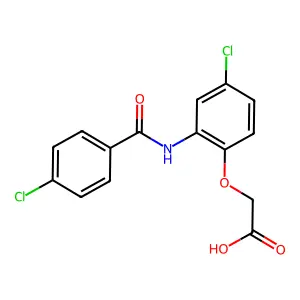 Acetic acid, (2-(p-chlorobenzamido)-4-chlorophenoxy)- structure