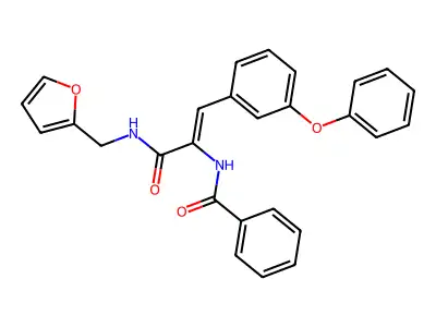 N-[3-(furan-2-ylmethylamino)-3-oxo-1-(3-phenoxyphenyl)prop-1-en-2-yl]benzamide structure