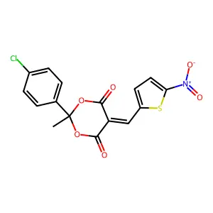 2-(4-chlorophenyl)-2-methyl-5-[(5-nitrothiophen-2-yl)methylidene]-1,3-dioxane-4,6-dione structure