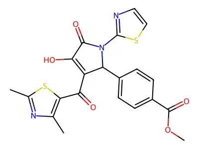 methyl 4-[3-(2,4-dimethyl-1,3-thiazole-5-carbonyl)-4-hydroxy-5-oxo-1-(1,3-thiazol-2-yl)-2,5-dihydro-1H-pyrrol-2-yl]benzoate structure