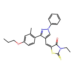 (5Z)-3-ethyl-5-{[3-(2-methyl-4-propoxyphenyl)-1-phenyl-1H-pyrazol-4-yl]methylene}-2-thioxo-1,3-thiazolidin-4-one structure
