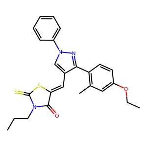 (5Z)-5-{[3-(4-ethoxy-2-methylphenyl)-1-phenyl-1H-pyrazol-4-yl]methylene}-3-propyl-2-thioxo-1,3-thiazolidin-4-one structure
