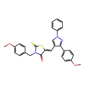 (5Z)-3-(4-METHOXYBENZYL)-5-{[3-(4-METHOXYPHENYL)-1-PHENYL-1H-PYRAZOL-4-YL]METHYLENE}-2-THIOXO-1,3-THIAZOLIDIN-4-ONE structure