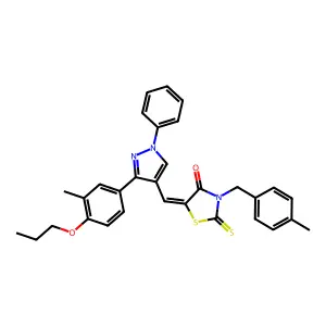 (5Z)-3-(4-METHYLBENZYL)-5-{[3-(3-METHYL-4-PROPOXYPHENYL)-1-PHENYL-1H-PYRAZOL-4-YL]METHYLENE}-2-THIOXO-1,3-THIAZOLIDIN-4-ONE structure