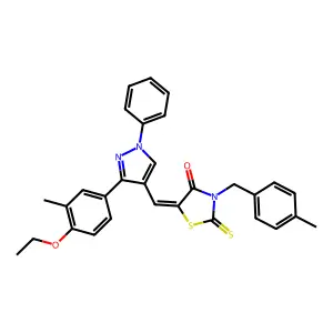 (5Z)-5-{[3-(4-ethoxy-3-methylphenyl)-1-phenyl-1H-pyrazol-4-yl]methylene}-3-(4-methylbenzyl)-2-thioxo-1,3-thiazolidin-4-one structure