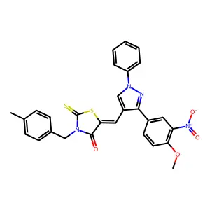 5-((3-(4-Methoxy-3-nitrophenyl)-1-phenyl-1H-pyrazol-4-yl)methylene)-3-(4-methylbenzyl)-2-thioxothiazolidin-4-one structure