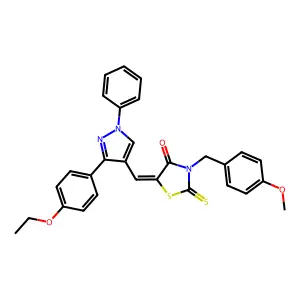 (5Z)-5-{[3-(4-ethoxyphenyl)-1-phenyl-1H-pyrazol-4-yl]methylene}-3-(4-methoxybenzyl)-2-thioxo-1,3-thiazolidin-4-one structure