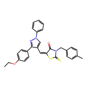 (5Z)-5-{[3-(4-ethoxyphenyl)-1-phenyl-1H-pyrazol-4-yl]methylene}-3-(4-methylbenzyl)-2-thioxo-1,3-thiazolidin-4-one structure