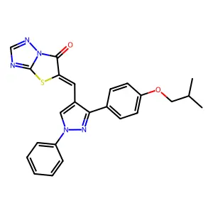 (5Z)-5-({3-[4-(2-methylpropoxy)phenyl]-1-phenyl-1H-pyrazol-4-yl}methylidene)[1,3]thiazolo[3,2-b][1,2,4]triazol-6(5H)-one structure