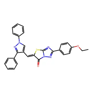 (5Z)-5-[(1,3-diphenyl-1H-pyrazol-4-yl)methylene]-2-(4-ethoxyphenyl)[1,3]thiazolo[3,2-b][1,2,4]triazol-6(5H)-one structure