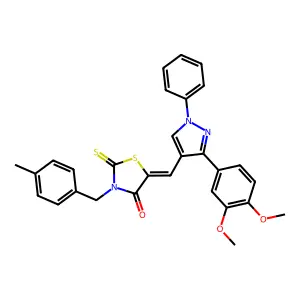 (5Z)-5-{[3-(3,4-DIMETHOXYPHENYL)-1-PHENYL-1H-PYRAZOL-4-YL]METHYLENE}-3-(4-METHYLBENZYL)-2-THIOXO-1,3-THIAZOLIDIN-4-ONE structure
