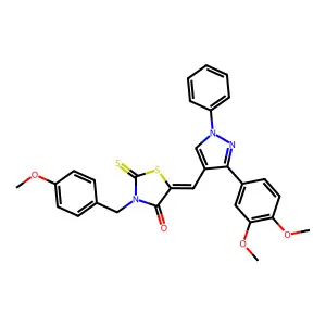 (5Z)-5-{[3-(3,4-DIMETHOXYPHENYL)-1-PHENYL-1H-PYRAZOL-4-YL]METHYLENE}-3-(4-METHOXYBENZYL)-2-THIOXO-1,3-THIAZOLIDIN-4-ONE structure