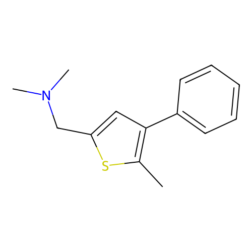 N,N-dimethyl(5-methyl-4-phenyl-2-thienyl)methanamine structure