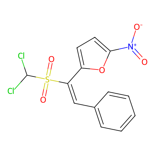 Furan, 2-(1-((dichloromethyl)sulfonyl)-2-phenylethenyl)-5-nitro- structure