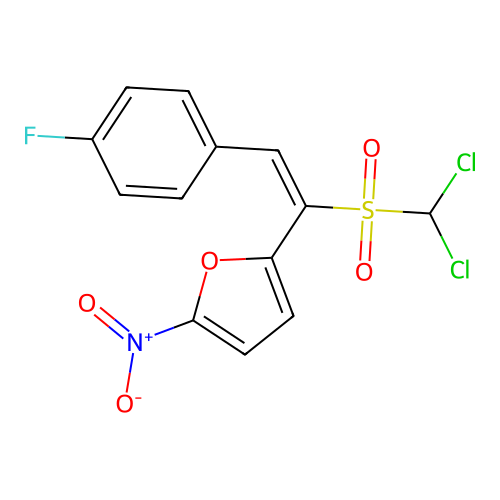 Furan, 2-(1-((dichloromethyl)sulfonyl)-2-(4-fluorophenyl)ethenyl)-5-nitro- structure