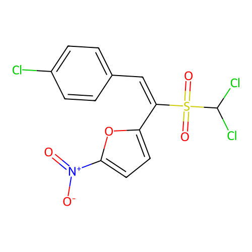 Furan, 2-(2-(4-chlorophenyl)-1-((dichloromethyl)sulfonyl)ethenyl)-5-nitro- structure