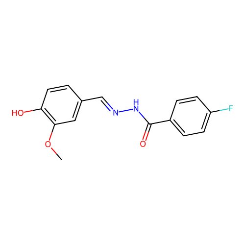 4-fluoro-N-[(4-hydroxy-3-methoxyphenyl)methylideneamino]benzamide structure