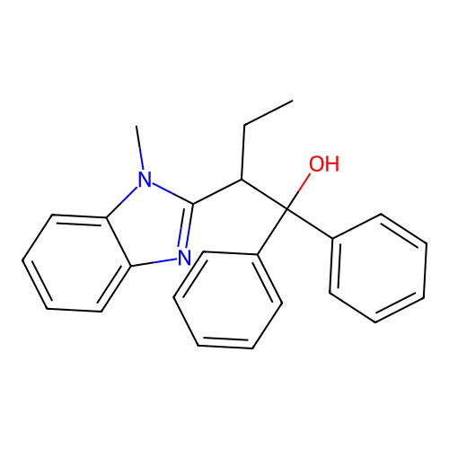 2-(1-Methylbenzimidazol-2-yl)-1,1-diphenylbutan-1-ol structure