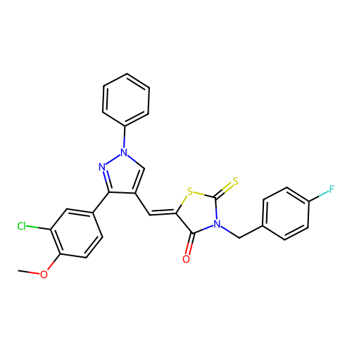 (5Z)-5-{[3-(3-CHLORO-4-METHOXYPHENYL)-1-PHENYL-1H-PYRAZOL-4-YL]METHYLENE}-3-(4-FLUOROBENZYL)-2-THIOXO-1,3-THIAZOLIDIN-4-ONE structure