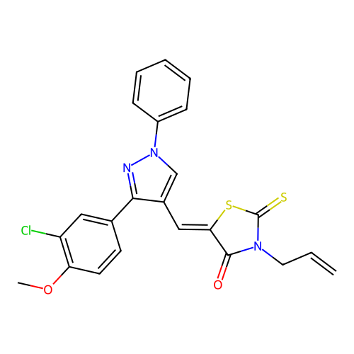(5Z)-3-ALLYL-5-{[3-(3-CHLORO-4-METHOXYPHENYL)-1-PHENYL-1H-PYRAZOL-4-YL]METHYLENE}-2-THIOXO-1,3-THIAZOLIDIN-4-ONE structure