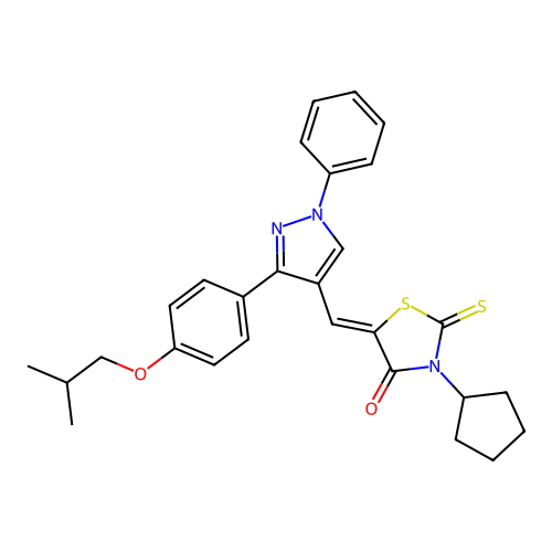 (5Z)-3-CYCLOPENTYL-5-{[3-(4-ISOBUTOXYPHENYL)-1-PHENYL-1H-PYRAZOL-4-YL]METHYLENE}-2-THIOXO-1,3-THIAZOLIDIN-4-ONE structure