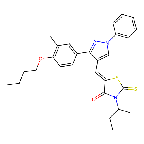 (5Z)-5-{[3-(4-BUTOXY-3-METHYLPHENYL)-1-PHENYL-1H-PYRAZOL-4-YL]METHYLENE}-3-SEC-BUTYL-2-THIOXO-1,3-THIAZOLIDIN-4-ONE structure