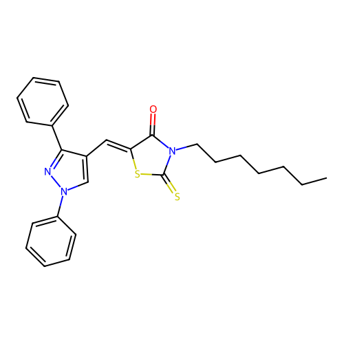 (5Z)-5-[(1,3-DIPHENYL-1H-PYRAZOL-4-YL)METHYLENE]-3-HEPTYL-2-THIOXO-1,3-THIAZOLIDIN-4-ONE structure