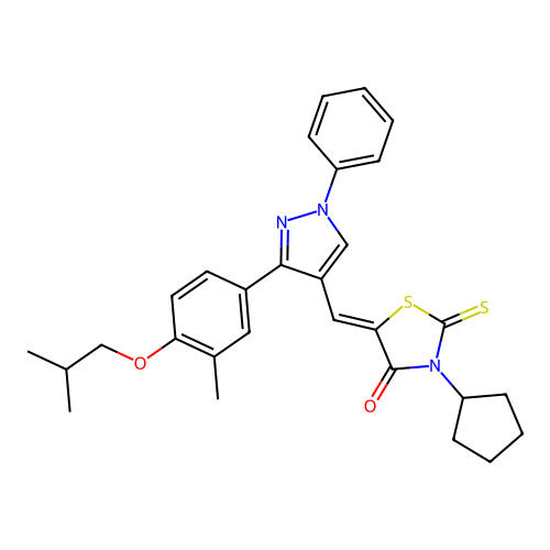 (5Z)-3-cyclopentyl-5-{[3-(4-isobutoxy-3-methylphenyl)-1-phenyl-1H-pyrazol-4-yl]methylene}-2-thioxo-1,3-thiazolidin-4-one structure