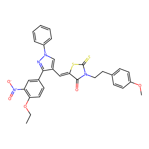 5-((3-(4-Ethoxy-3-nitrophenyl)-1-phenyl-1H-pyrazol-4-yl)methylene)-3-(4-methoxyphenethyl)-2-thioxothiazolidin-4-one structure
