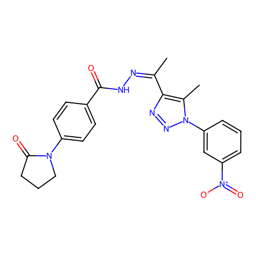 N'-{(Z)-1-[5-methyl-1-(3-nitrophenyl)-1H-1,2,3-triazol-4-yl]ethylidene}-4-(2-oxo-1-pyrrolidinyl)benzohydrazide structure