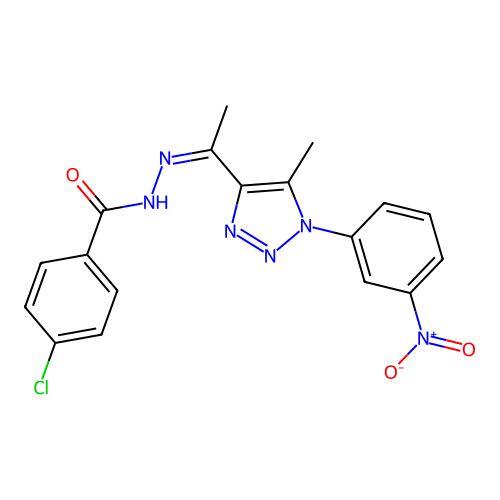 4-chloro-N'-{(Z)-1-[5-methyl-1-(3-nitrophenyl)-1H-1,2,3-triazol-4-yl]ethylidene}benzohydrazide structure