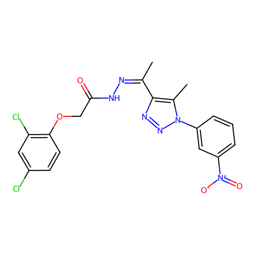 2-(2,4-dichlorophenoxy)-N'-{(Z)-1-[5-methyl-1-(3-nitrophenyl)-1H-1,2,3-triazol-4-yl]ethylidene}acetohydrazide structure