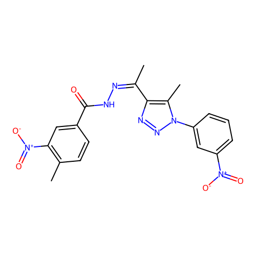 4-METHYL-N'-{(Z)-1-[5-METHYL-1-(3-NITROPHENYL)-1H-1,2,3-TRIAZOL-4-YL]ETHYLIDENE}-3-NITROBENZOHYDRAZIDE structure