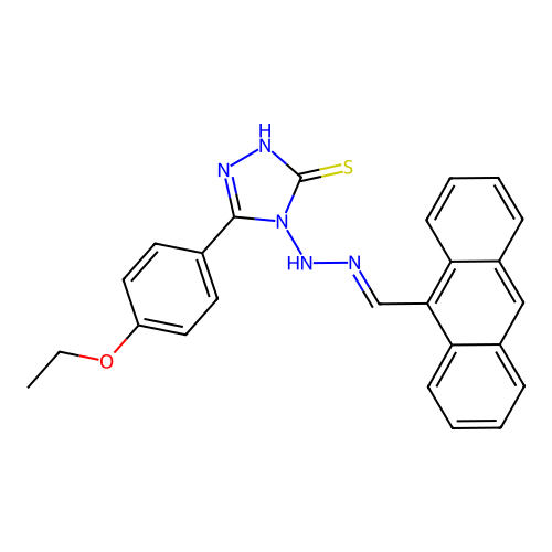 9-anthracenecarbaldehyde [3-(4-ethoxyphenyl)-5-sulfanyl-4H-1,2,4-triazol-4-yl]hydrazone structure