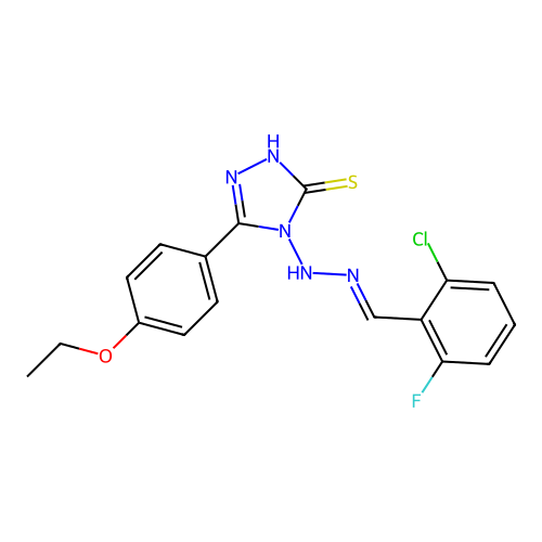 2-chloro-6-fluorobenzaldehyde [3-(4-ethoxyphenyl)-5-sulfanyl-4H-1,2,4-triazol-4-yl]hydrazone structure